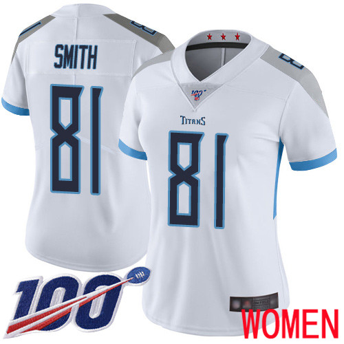 Tennessee Titans Limited White Women Jonnu Smith Road Jersey NFL Football #81 100th Season Vapor Untouchable->women nfl jersey->Women Jersey